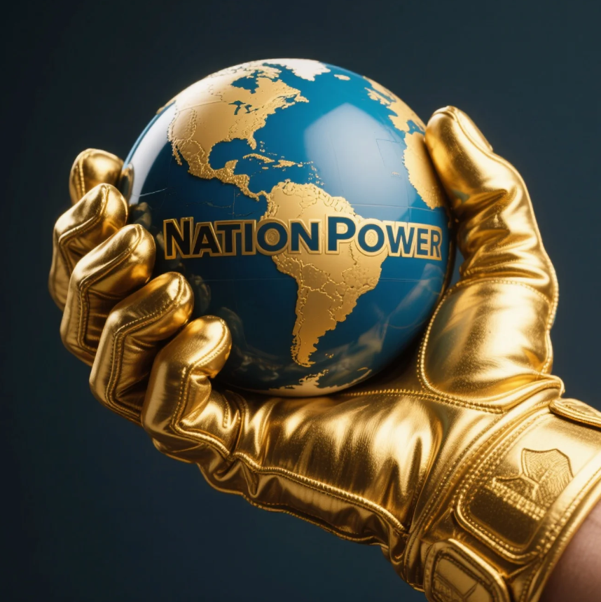 NationPower - Golden hand holding Earth
